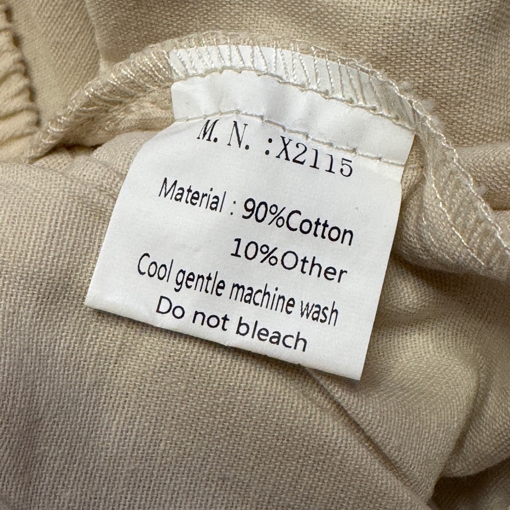 Beige wide leg elastic waist pants with pockets - Picture 4 of 4